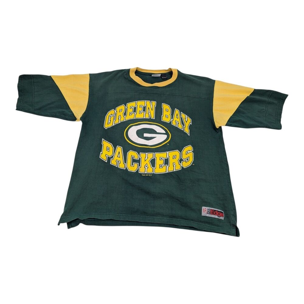 Vintage Green Bay Packers Shirt Mens L NFL Football The Edge Graphic Tee 90s